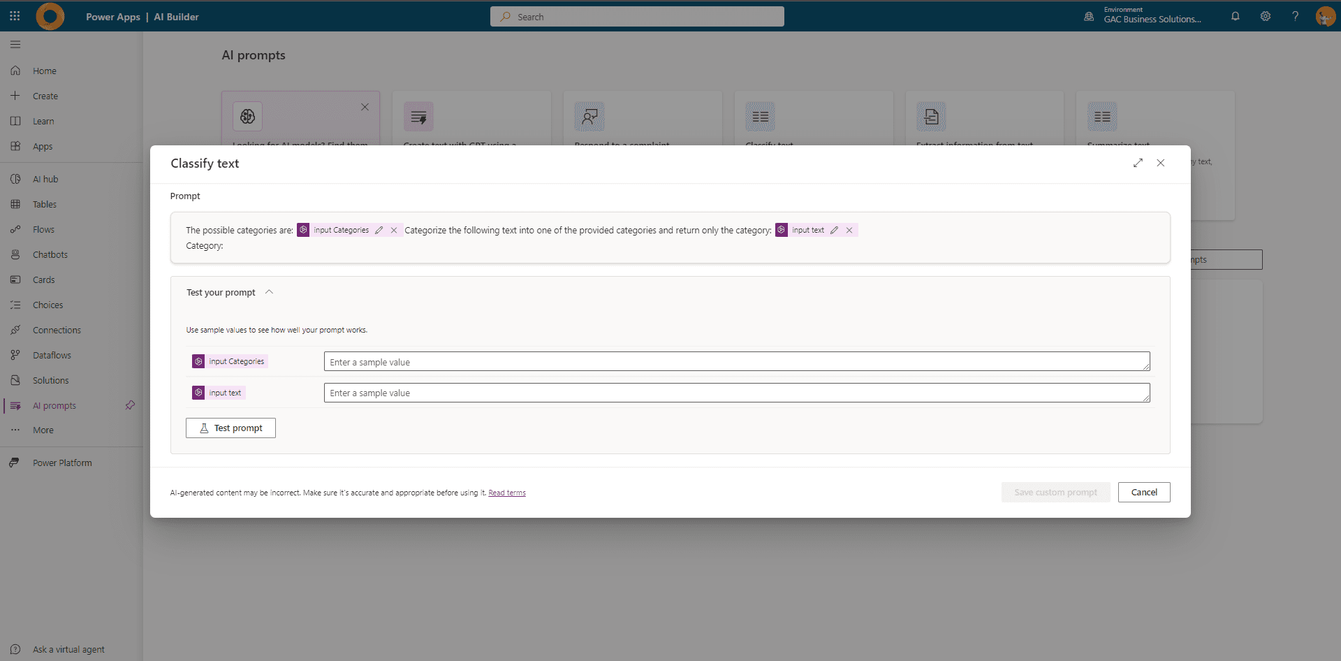 Microsoft Power Platform AI Prompts