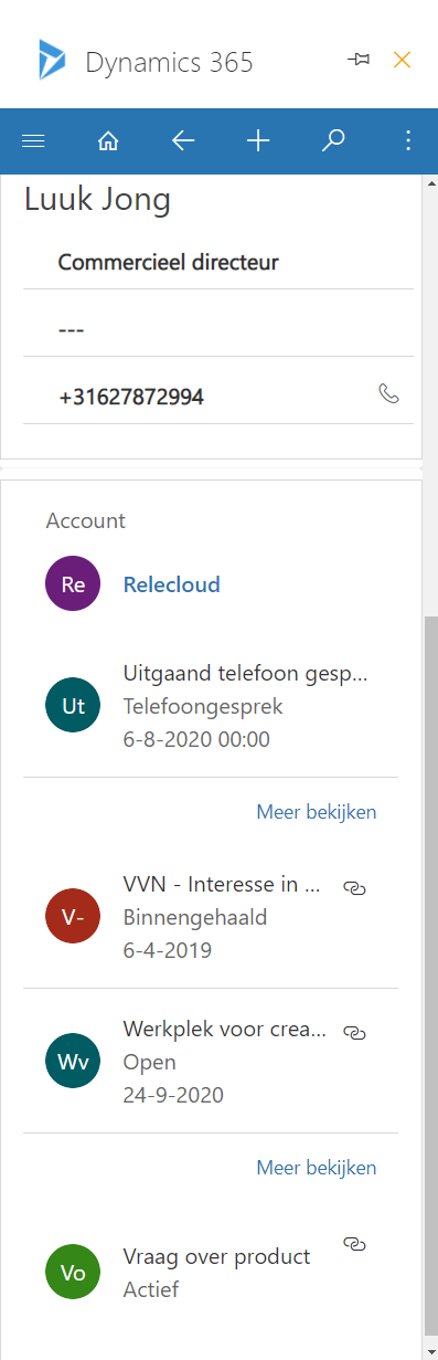E-mail koppelen aan CRM-data in Outlook