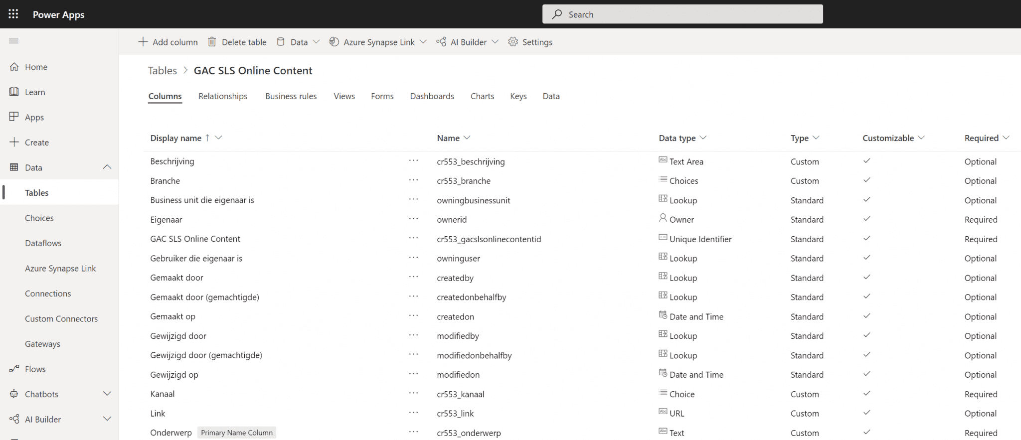Dataverse als centraal dataplatform in plaats van Excel