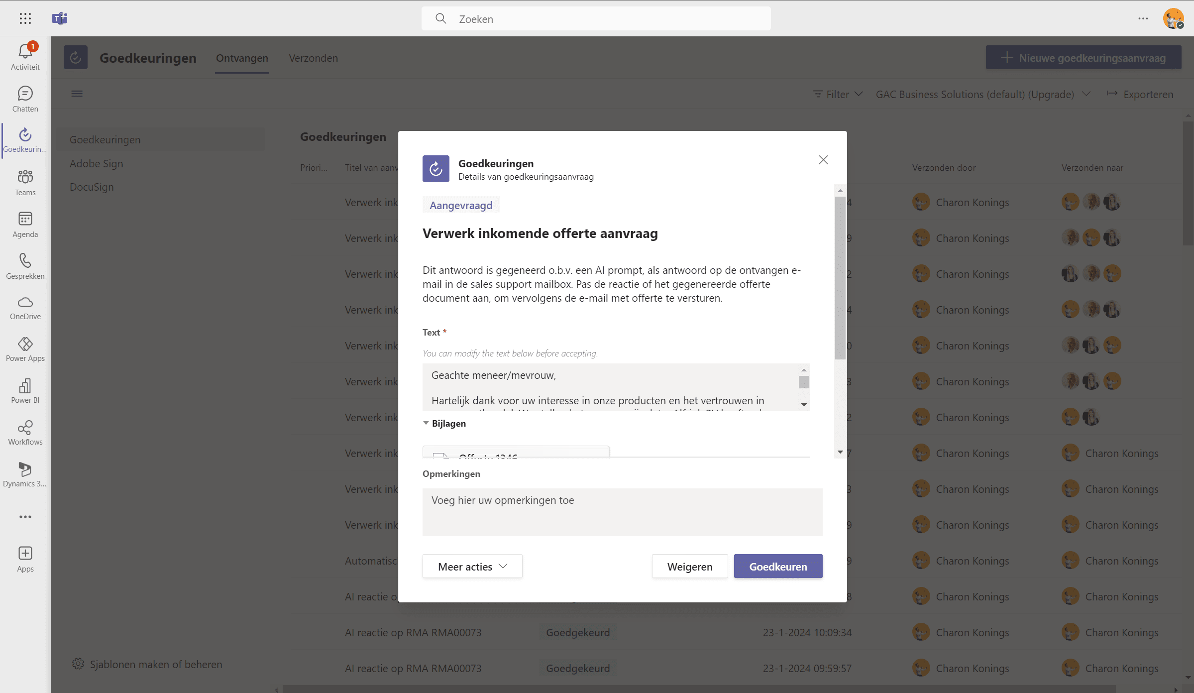 AI genereert offerte-opvolgtekst vanuit Trade365