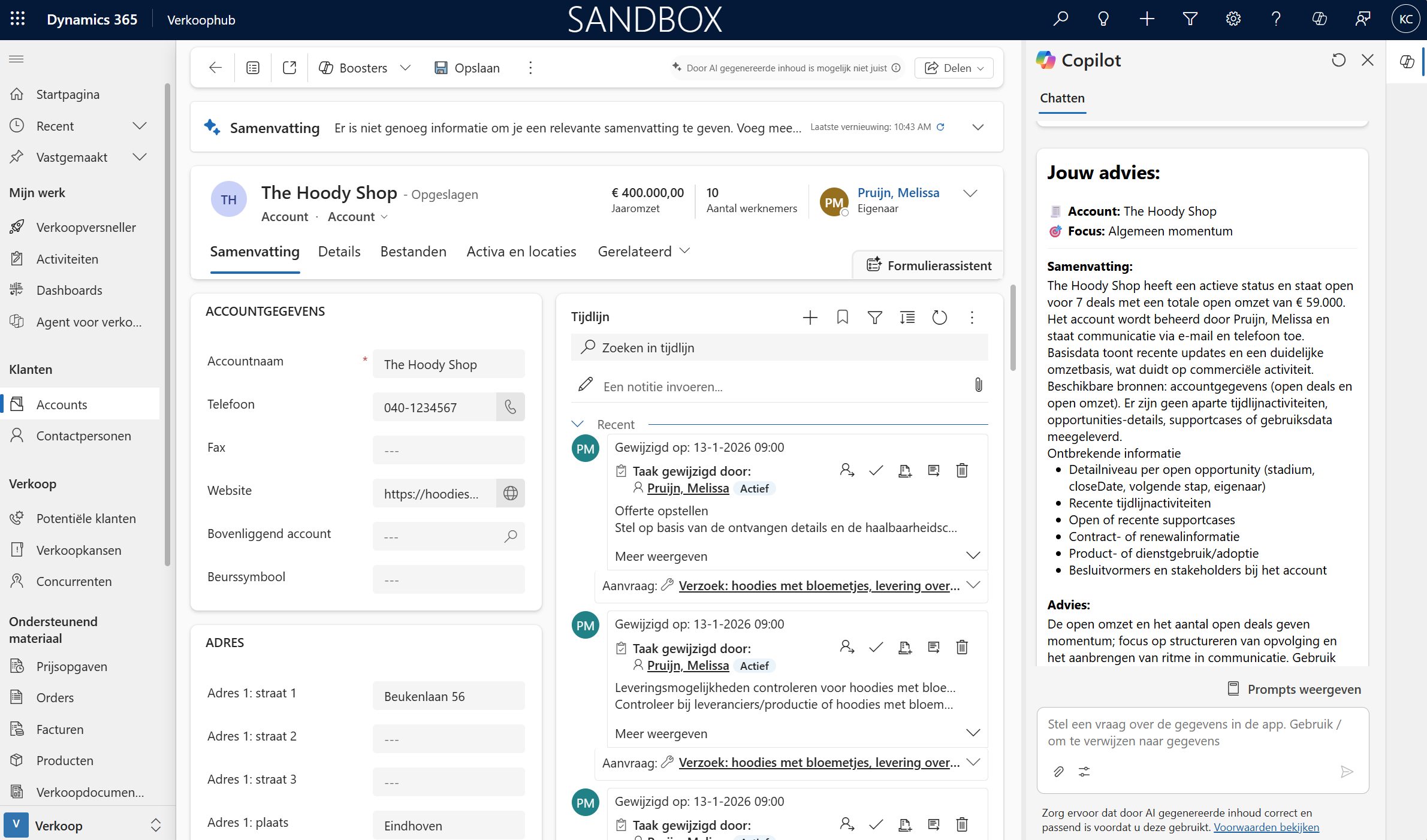 Account Advisor Booster in Dynamics 365 Sales