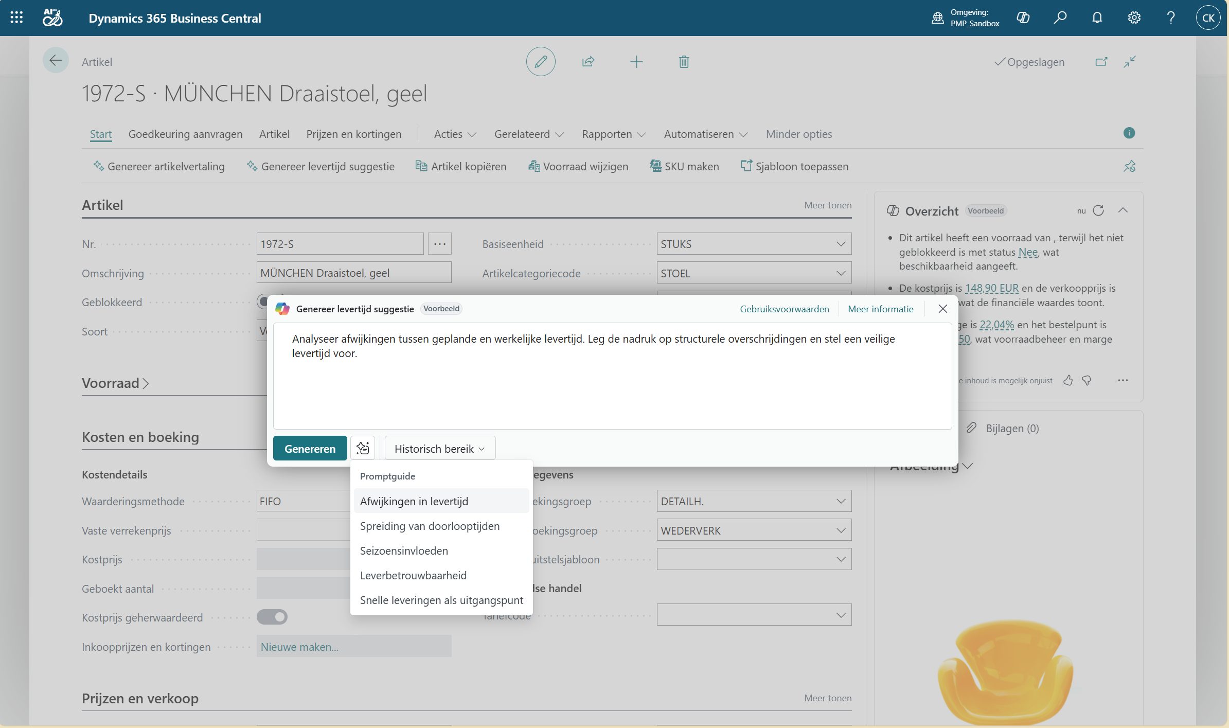 Levertijd Voorstel Booster in Dynamics 365 Business Central